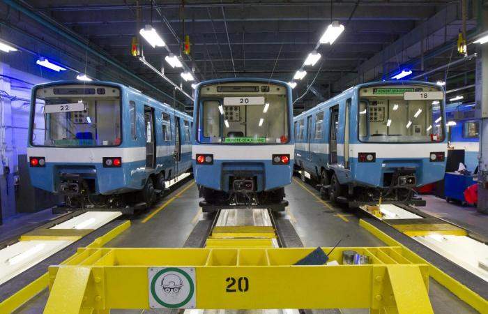 MR-63 trains in a service station of Montreal's Transit Corporation (STM).