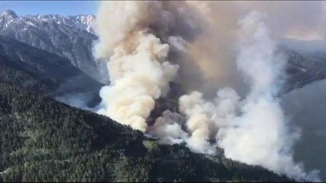Wildfire burning in the B.C. interior.