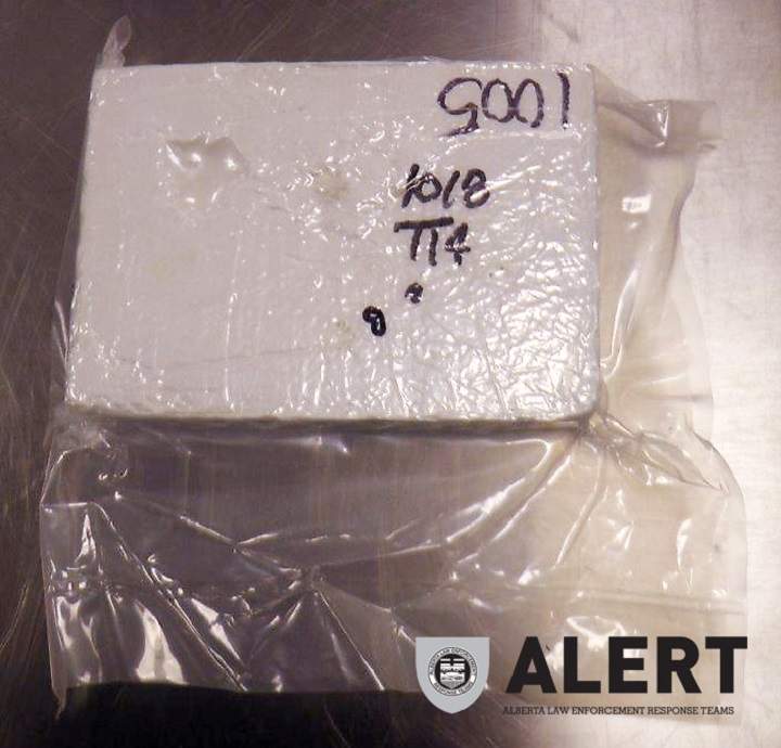 Over one kilogram of cocaine was seized from a vehicle in Calgary on May 10, 2018.