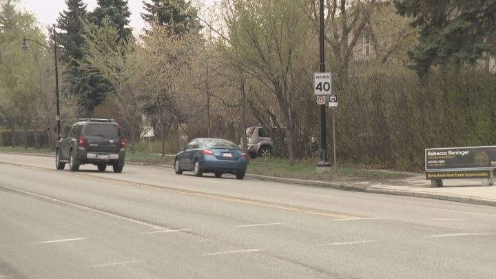 A speed limit sign on a Calgary road, pictured on May 10, 2018.