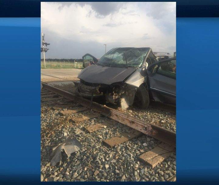 The Ford Freestar minivan involved in Wednesday’s deadly single-vehicle crash near Lethbridge