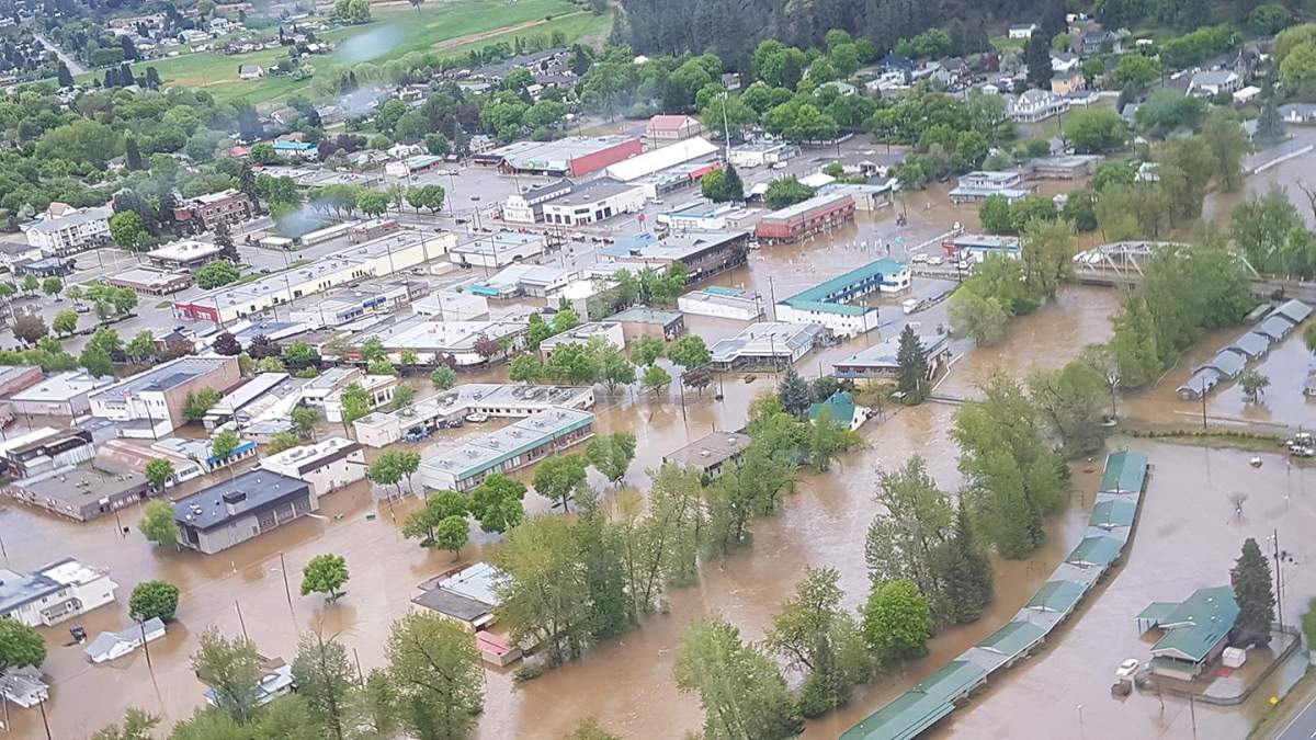 Grand Forks flooding on Thursday May 10, 2018 as seen from the sky.