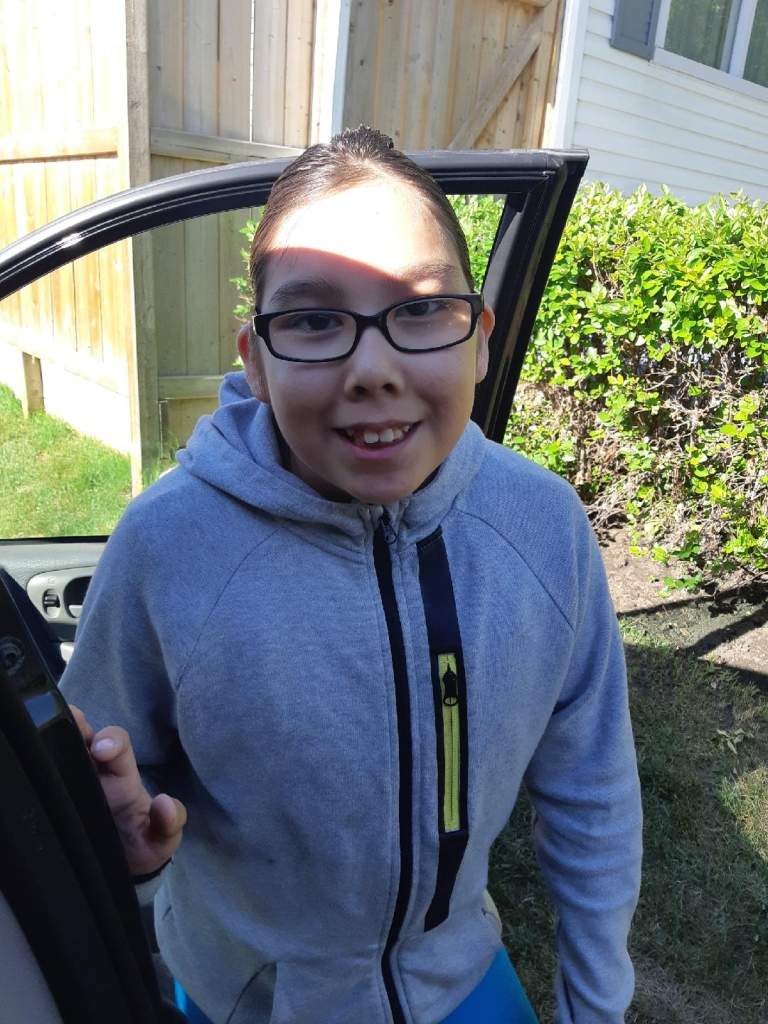 Rafe Vadnais with his braid Monday morning before school
