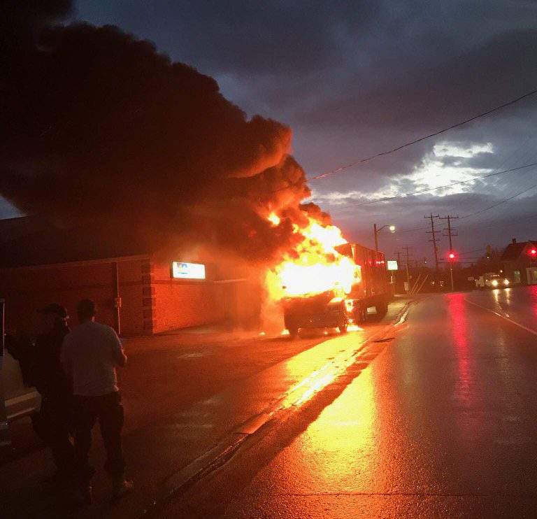 The truck fire around 5 a.m.