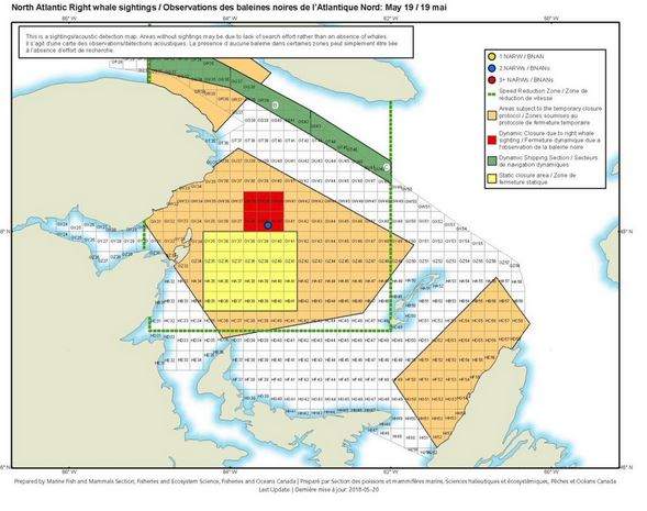 A map of the closures announced by the Department of Fisheries and Oceans on May 20, 2018