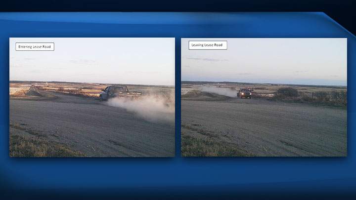 The office’s security cameras were able to capture a truck entering and leaving the site. The truck is described as an older model Dodge Ram 3500, regular cab, with a black flat deck, headache rack with reflective tape, black bush guard and a black grill and bumper.