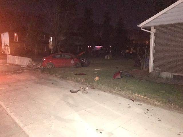 Photos from the scene show a hydro pole disconnected from its base.