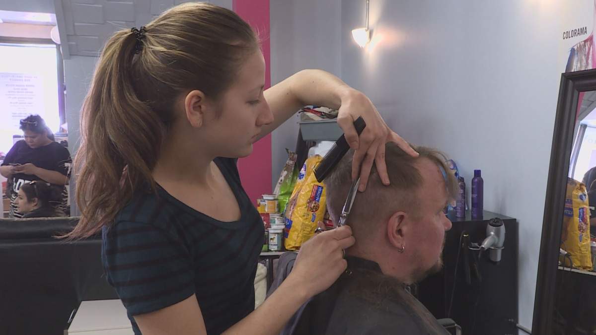 Stylists with Urban Crush Salon cut, styled and blow dried hair for 24 hours straight to help raise funds for Spirit of Hope Rescue.