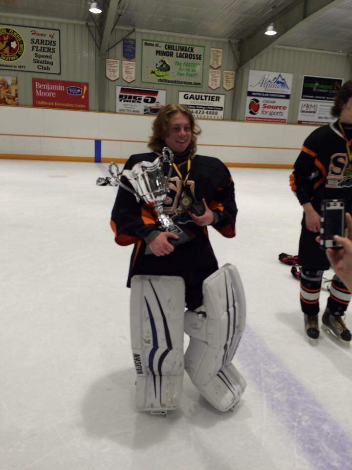 Devon Blackmore was a goalie for a Salmon Arm Midget recreational hockey team during the 2014/2015 season.