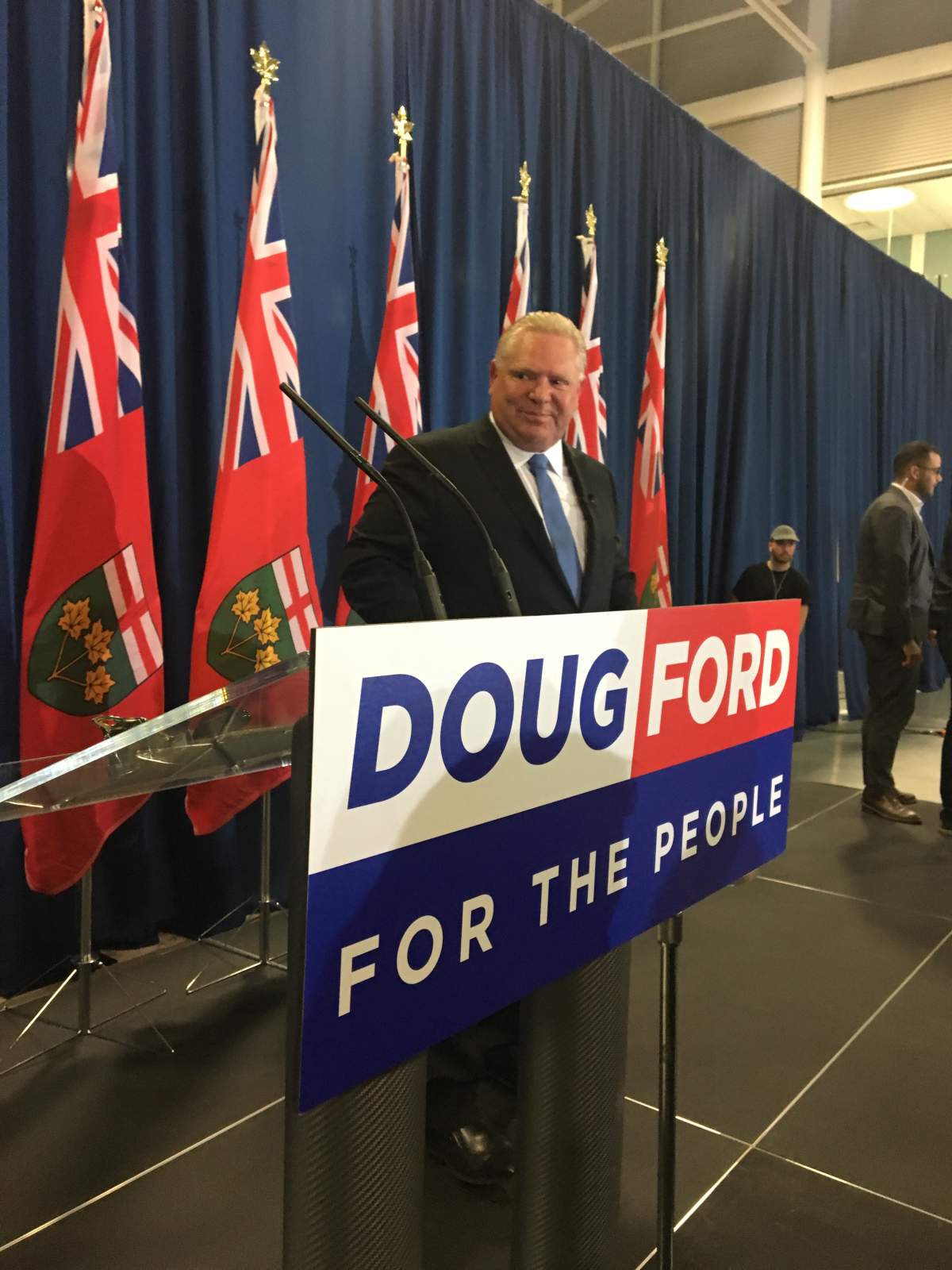 Progressive Conservative Leader Doug Ford spoke to an arena of supporters in Barrie on Friday night. 