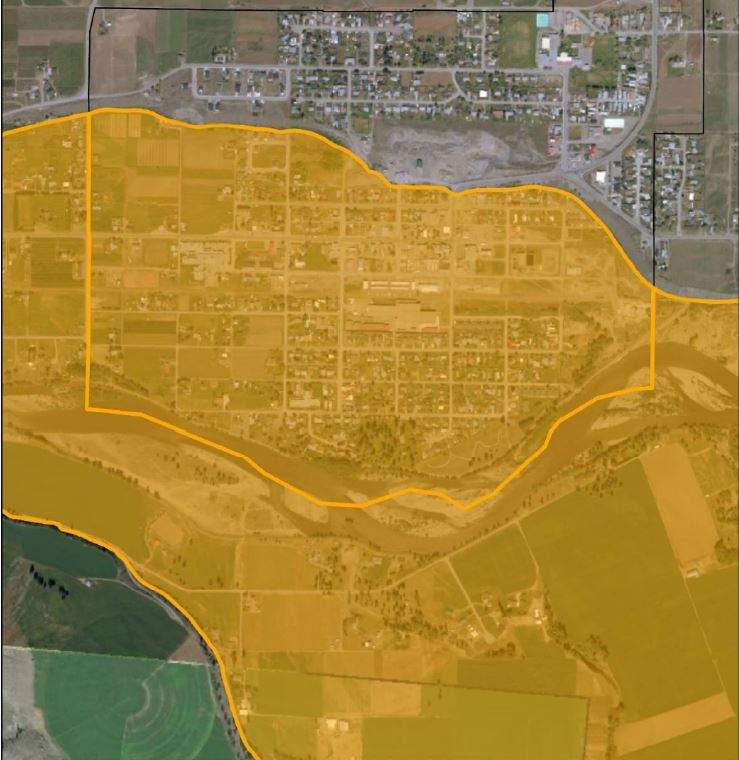 Evacuation alert map for the Similkameen Flood Plain in Keremeos, B.C.