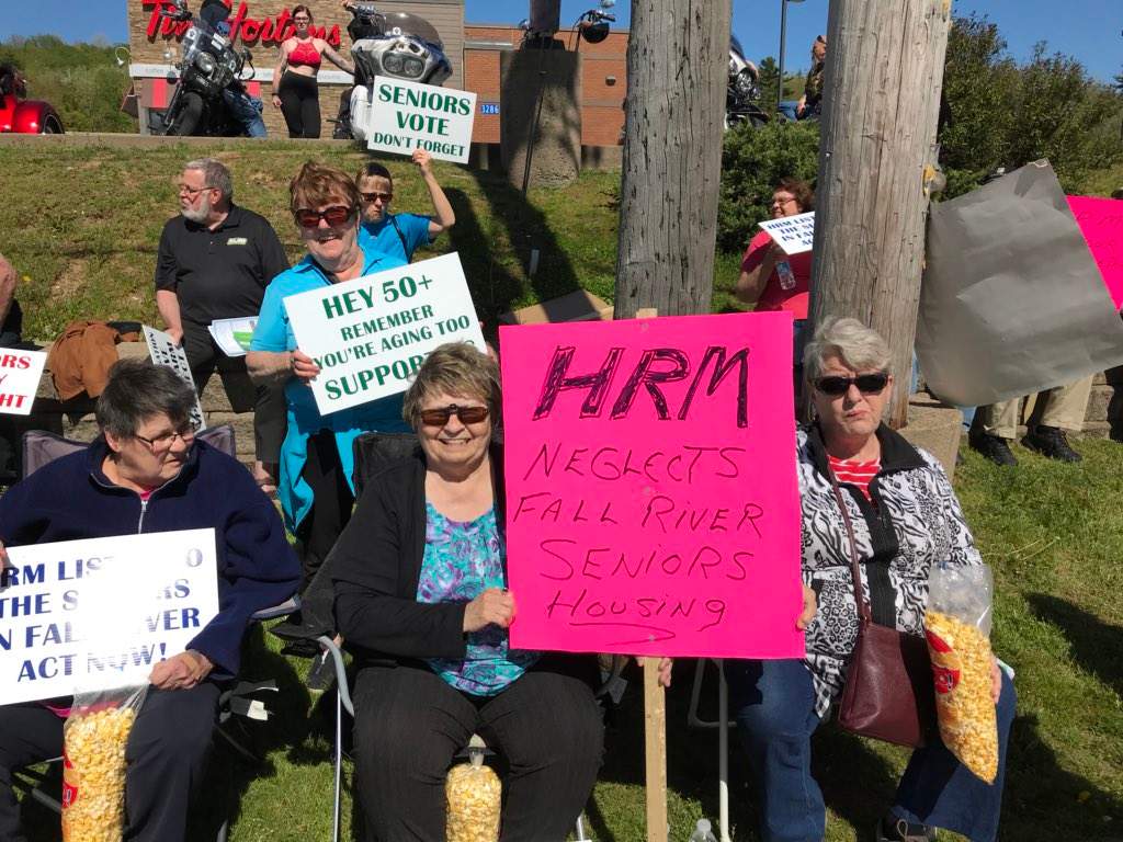 A rally was held to support a housing development for seniors in Fall River, N.S., on May 30, 2018.