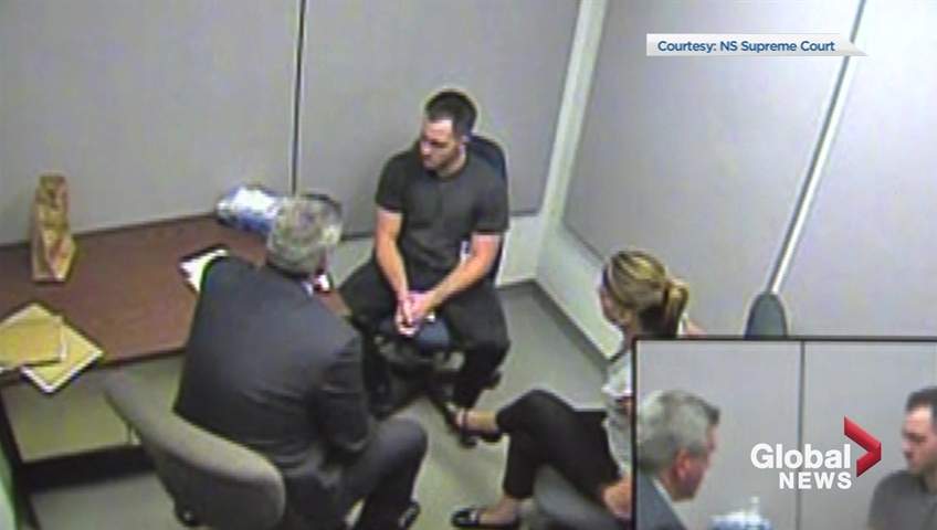 Christopher Garnier describes having his hands around Catherine Campbell's neck during a police interrogation in September 2015. Garnier is charged with second-degree murder in Campbell's death and the video of the interrogation was shown as part of the trial in December 2017.