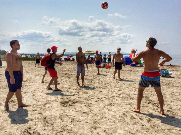 Visitors at Wasaga Beach in Ontario.