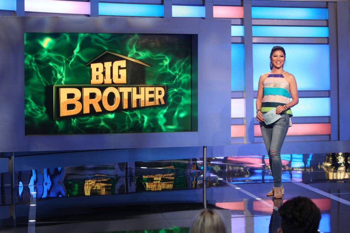 Julie Chen hosts the live eviction on Big Brother Season 19.