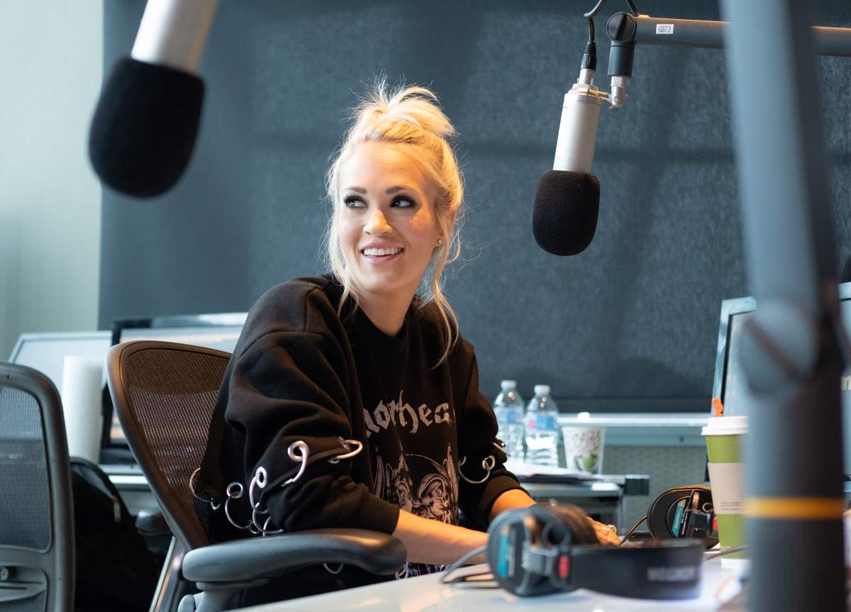 Singer Carrie Underwood visits "The Highway" at SiriusXM Nashville Studios at Bridgestone Arena on April 19, 2018 in Nashville, Tennessee. 