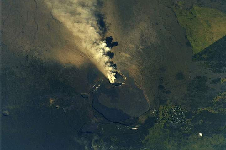 View of the Hawaii’s Kilauea Volcano from the International Space Station on May 13, 2018.