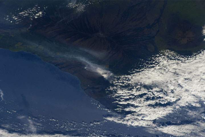 View of the Hawaii’s Kilauea Volcano from the International Space Station on May 12, 2018.