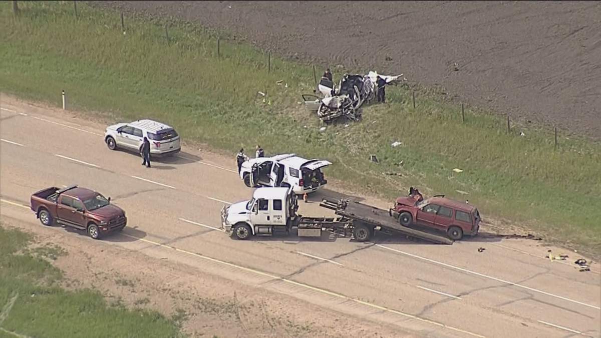 A fatal crash east of Edmonton on Highway 16 on May 29, 2018.