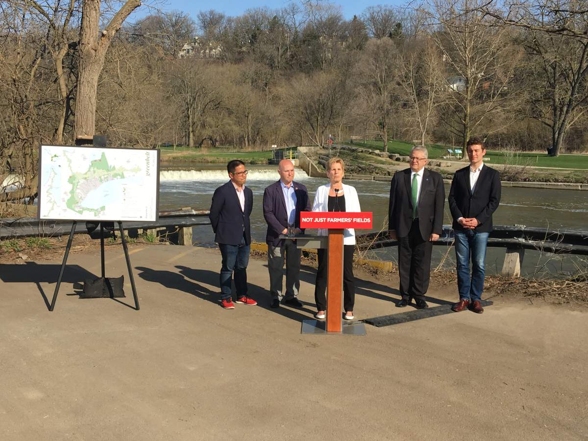 Ontario Premier Wynne says her government would extend the Greenbelt if re-elected in June.