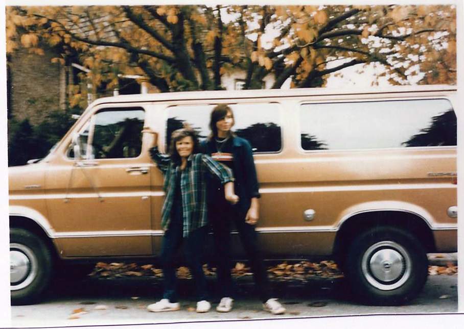 Tanya Van Cuylenborg and Jay Cook with the van in 1987.