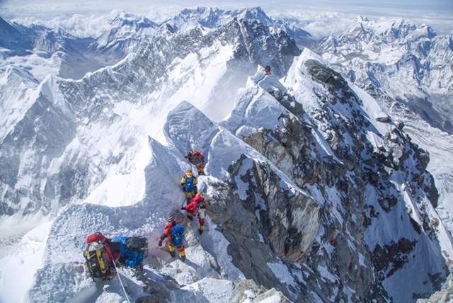 Jay Patry and his climbing team on top of Mount Everest. They reached the summit on May 22.