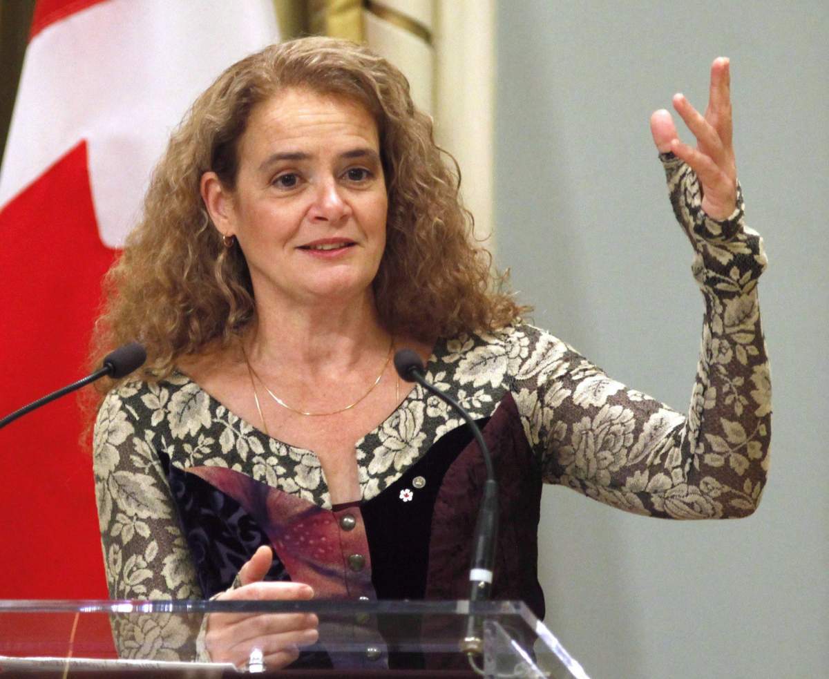 Governor General Julie Payette speaks at the Governor General's Literary Awards ceremony in Ottawa on Wednesday, November 29, 2017. 