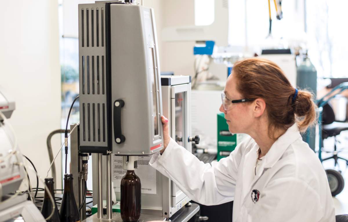 Kari Kramp works in the Loyalist College Applied Research Centre for Natural Products and Medical Cannabis lab, where students partner with a Toronto brewer looking to sell cannabis-based beer.
