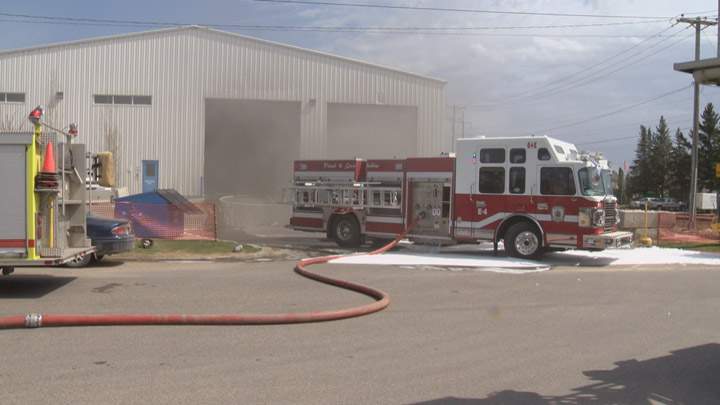 The alarm system had sounded and everyone in the Loraas Recycle building evacuated before crews arrived.
