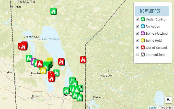 The government website interactive map shows where fires are burning and their status.