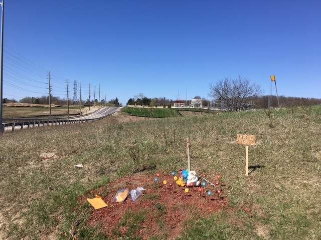 The crash site memorial for the Neville-Lake children on May 7, 2018.
