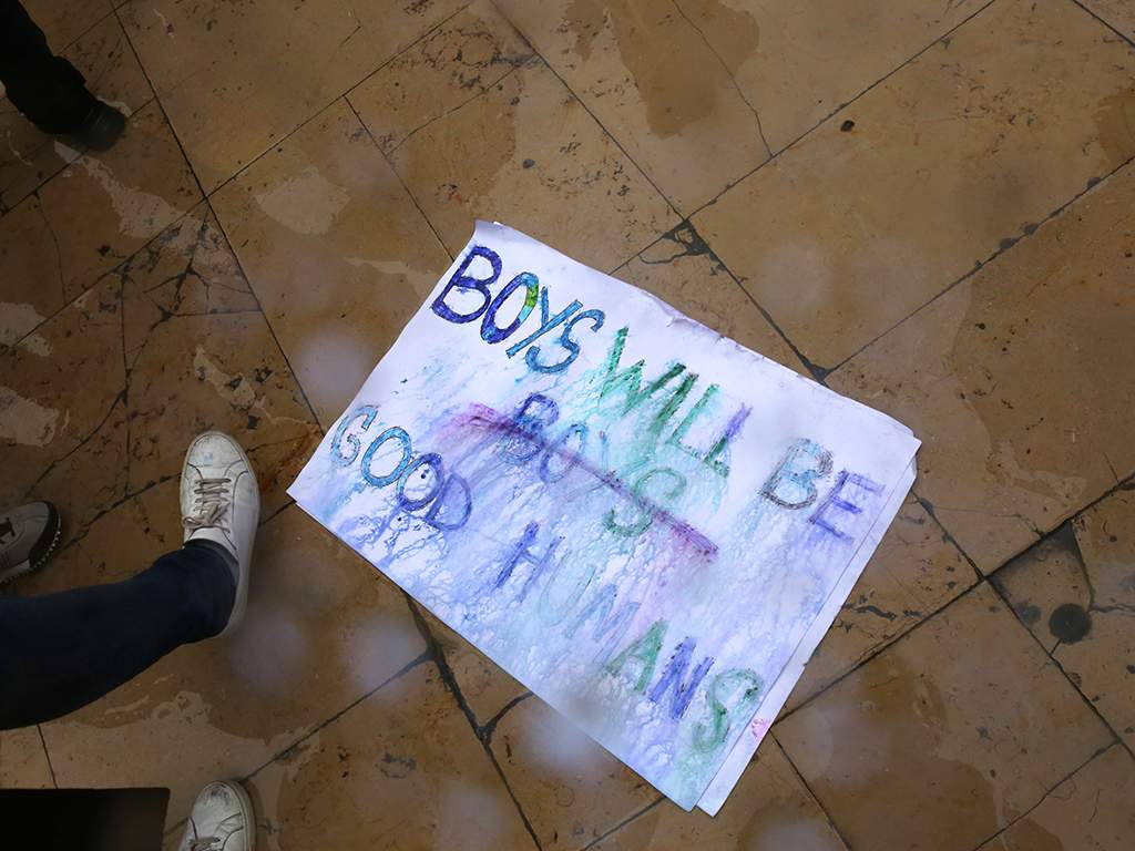 A sign spotted at the rally for equality during the Women's March on Jan. 21, 2018, in Paris. 