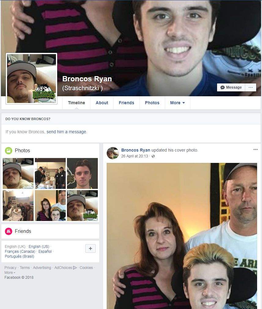 Family of Humboldt Broncos player Ryan Straschnitzki angry over fake Facebook account - image