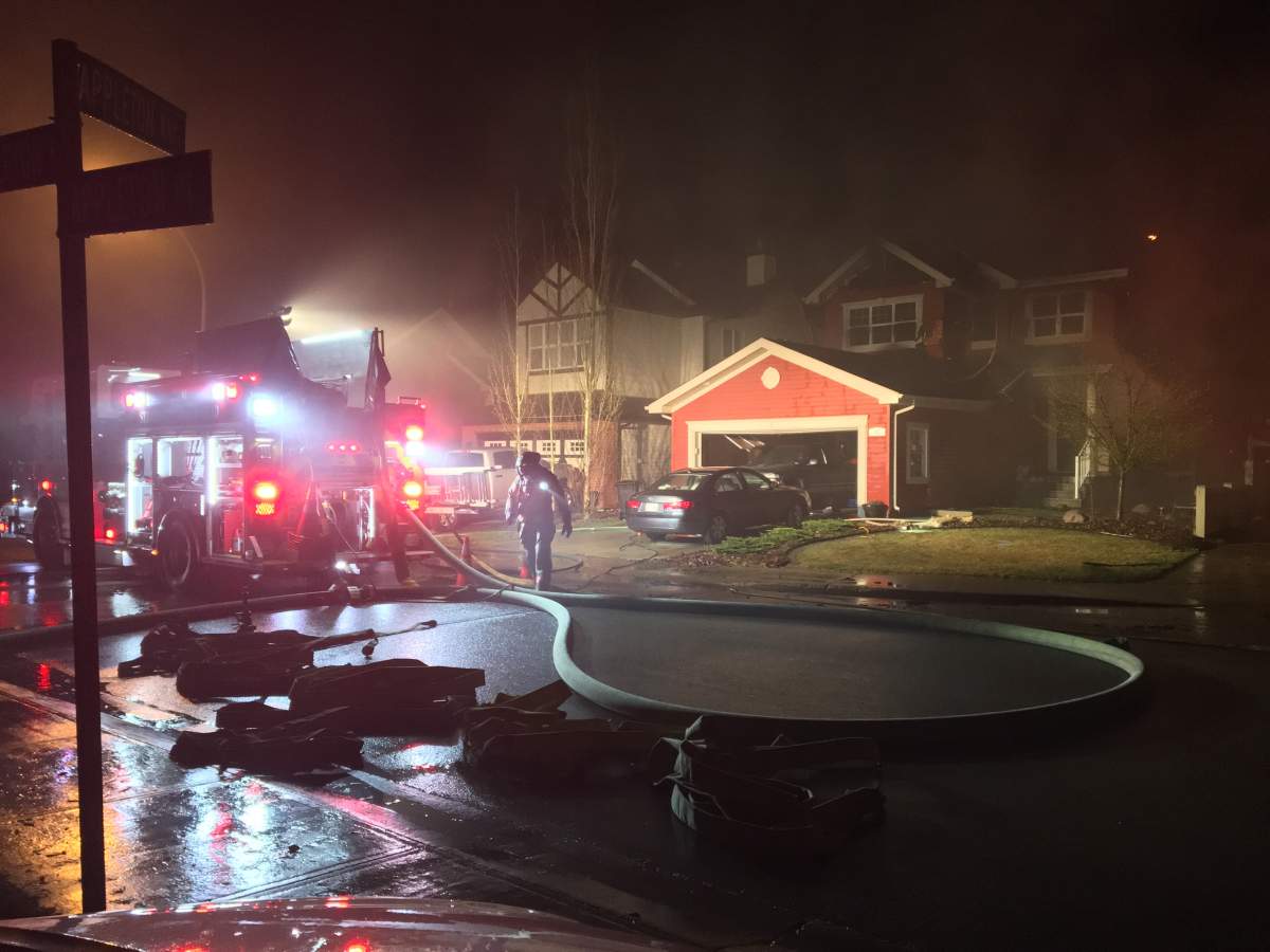 A home on the north end of Sherwood Park near Appleton Way and Clover Bar Road was gutted by fire late Monday night. May 7, 2018.