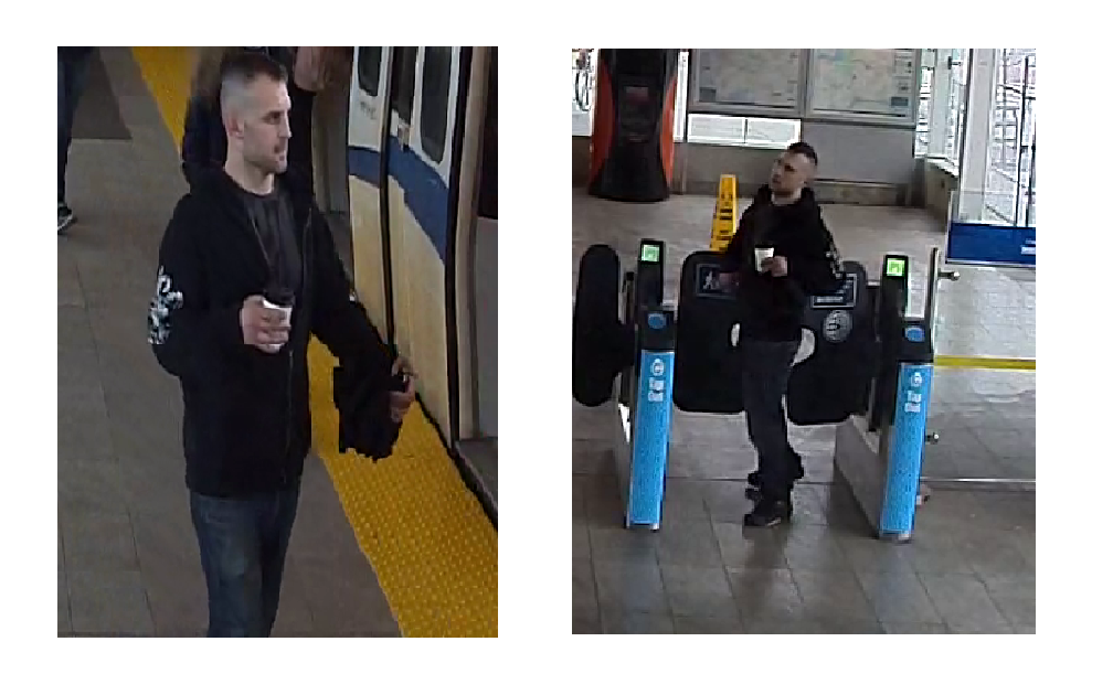 Do you recognize this man as pictured at the New Westminster SkyTrain station on April 6?