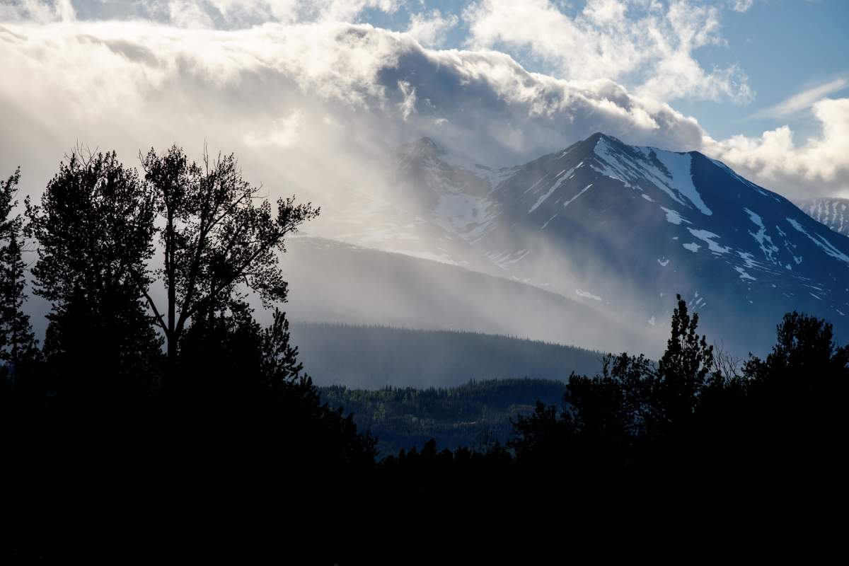The Hudson Bay Mountain is seen from the Bulkley River in Smithers, B.C.