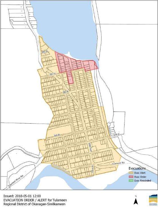 RDOS Map of evacuations and alerts in Tulameen, B.C.