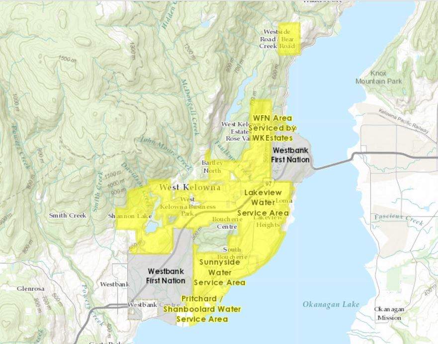 A water quality advisory from the City of West Kelowna is due to high turbidity levels. 