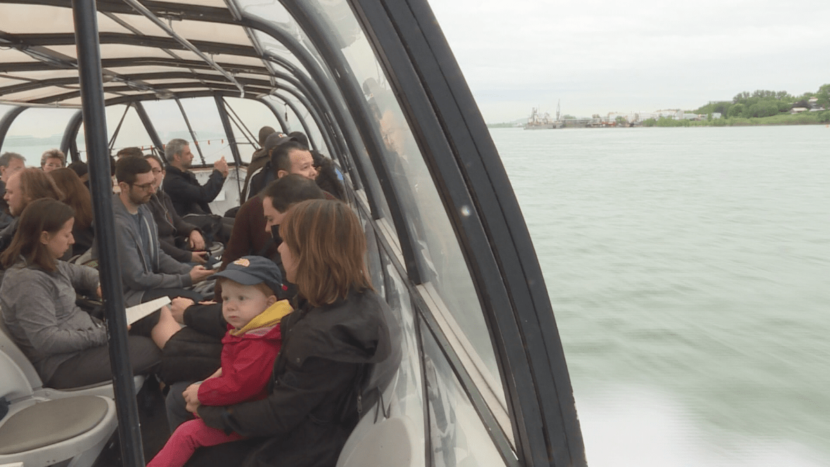 Montrealers take a ride on a water taxi travelling between Pointe-aux-Trembles and Montreal’s Old Port.