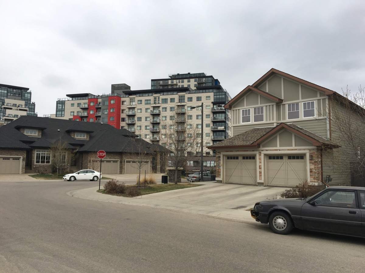 Single family homes and high-density complexes exist side-by-side in the southwest Edmonton communities of Ambleside and Windermere. May 3, 2018.