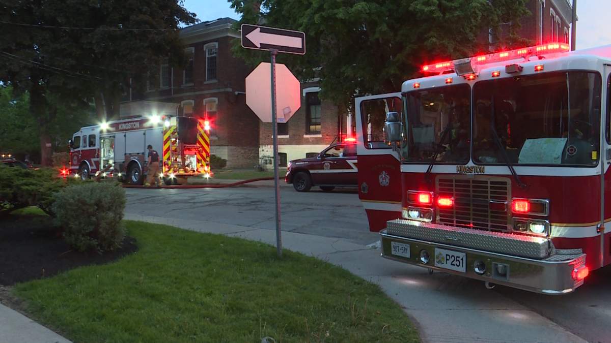 Fire crews respond to a structure fire on Sydenham Street on Friday night.