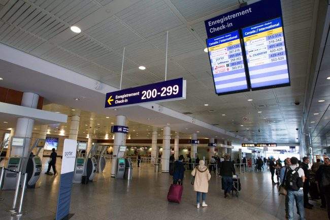 The check-in area at Pierre Elliot Trudeau airport in Montreal, Que.