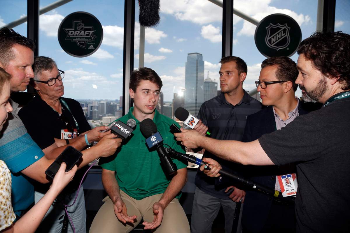 Quintin Hughes talks to the media in Dallas, Thursday, June 21, 2018. 