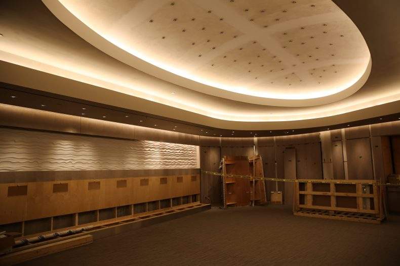 The new Parliamentary dining room will be significantly smaller in the West Block with only 108 seats compared to the current 220 seats. This dining room is completely underground, but includes a vaulted ceiling, which pays homage to the domes in Centre Block’s dining room.