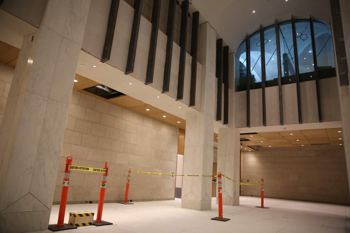 This area of the Visitor Welcome Centre is where guided tours will start and end. It’s neo-gothic details reference the architecture in the main structure of the West Block.