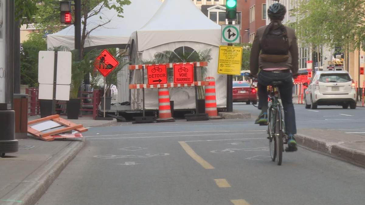 Cyclists are complaining that bike path detours around the Crescent Street festivities are dangerous. 