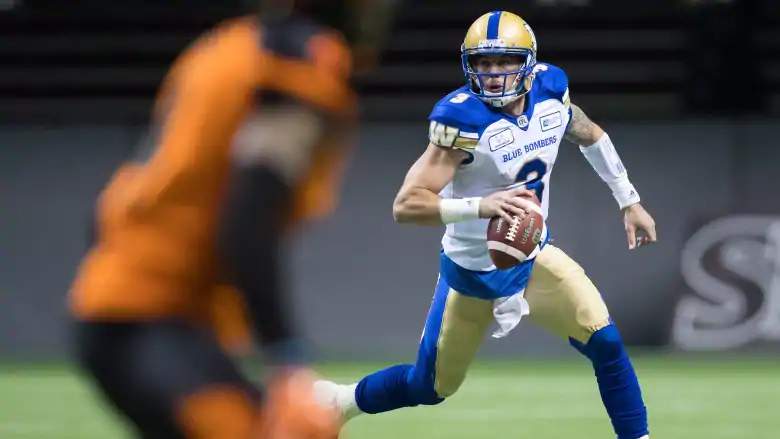 Winnipeg Blue Bombers quarterback Bryan Bennett plays against the B.C. Lions on Friday night.