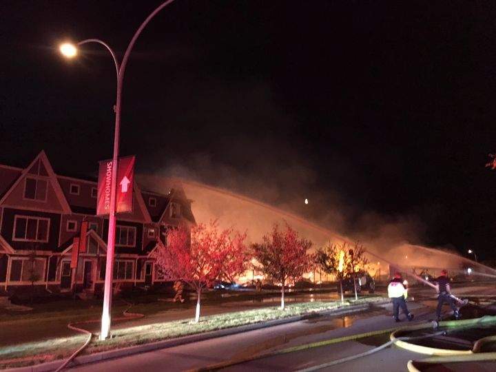 Fire crews battled an early morning blaze in Cochrane Wednesday.