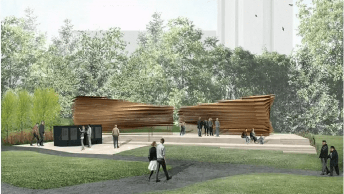 A concept drawing of the final design for the victims of communism monument that was approved at the NCC board of directors meeting Thursday.