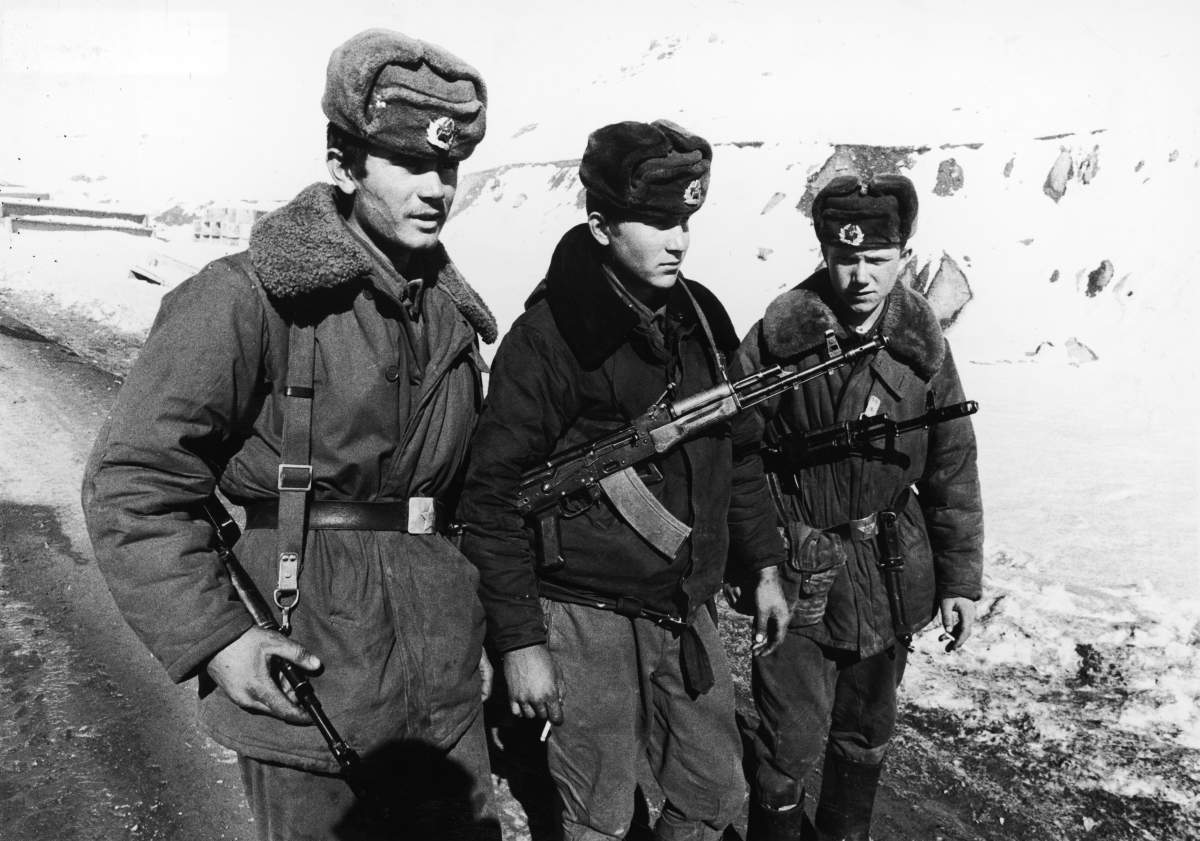 FILE -- 1979, Three armed Soviet Army soldiers serving in the Afghan Civil War. 